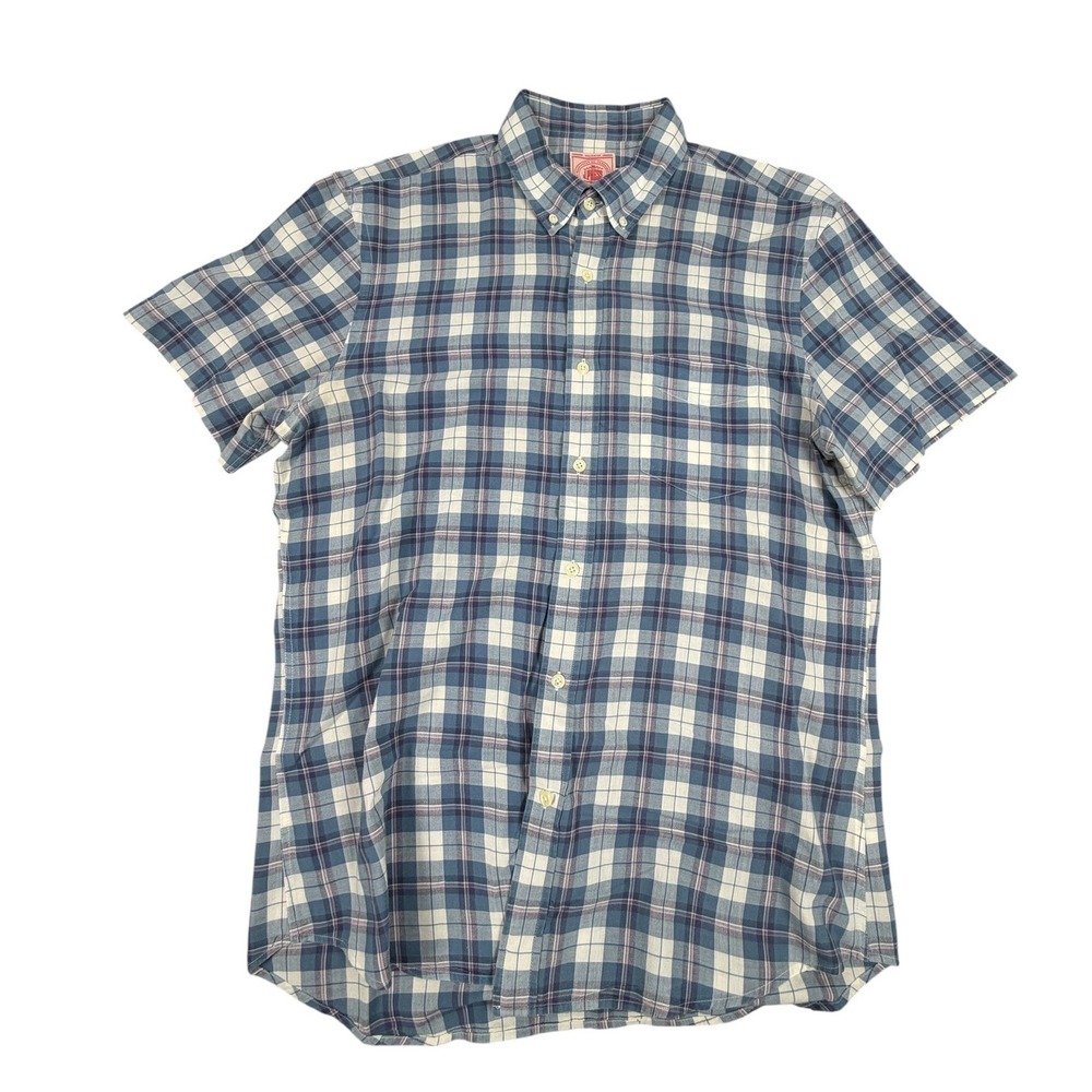 J Press Trunk Club Mens Shirt Short Sleeve Button Down Plaid Cotton XL - Picture 1 of 4